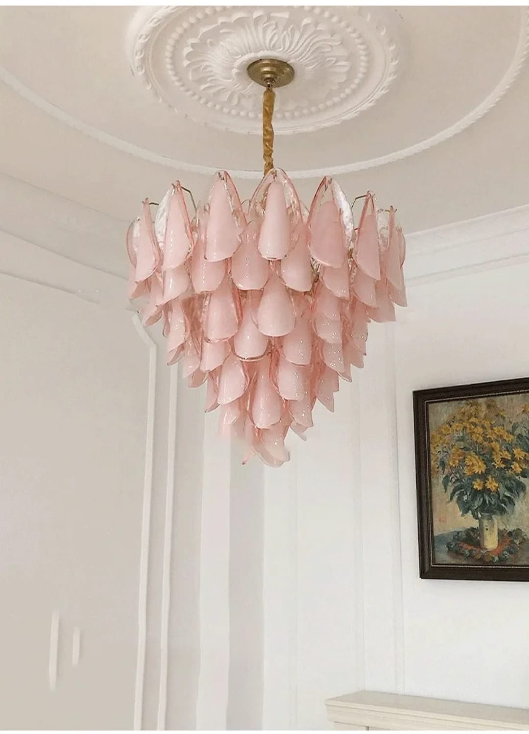 Blush Petal Glass Chandelier.