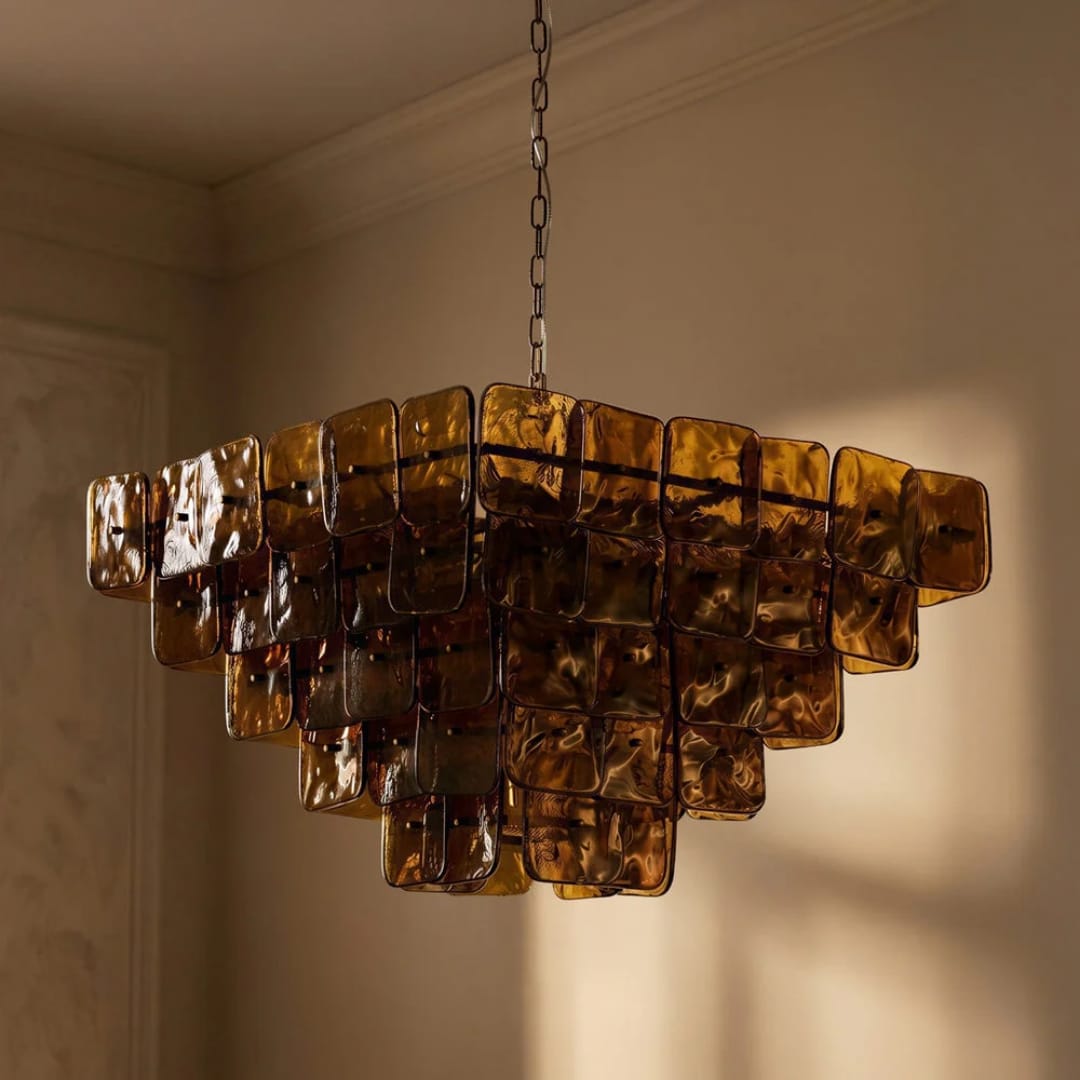 Vellora Amber Glass Chandelier