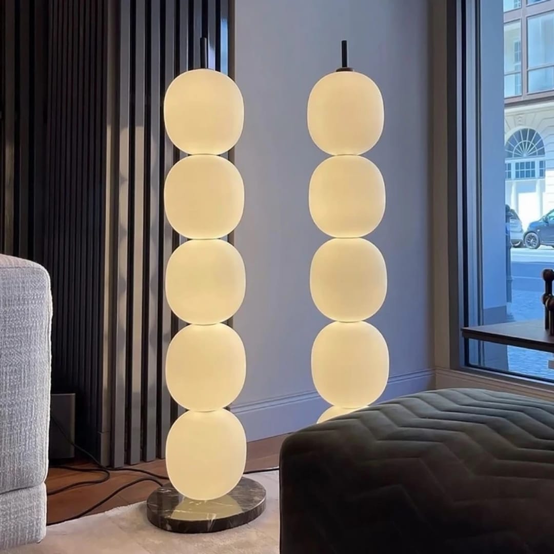 Stacked-globe floor lamp