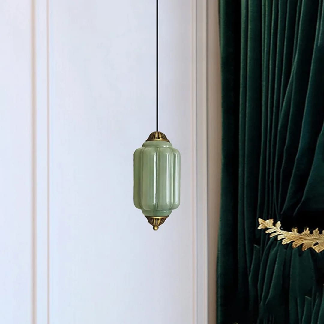 Vintage Ribbed Glass Pendant Light