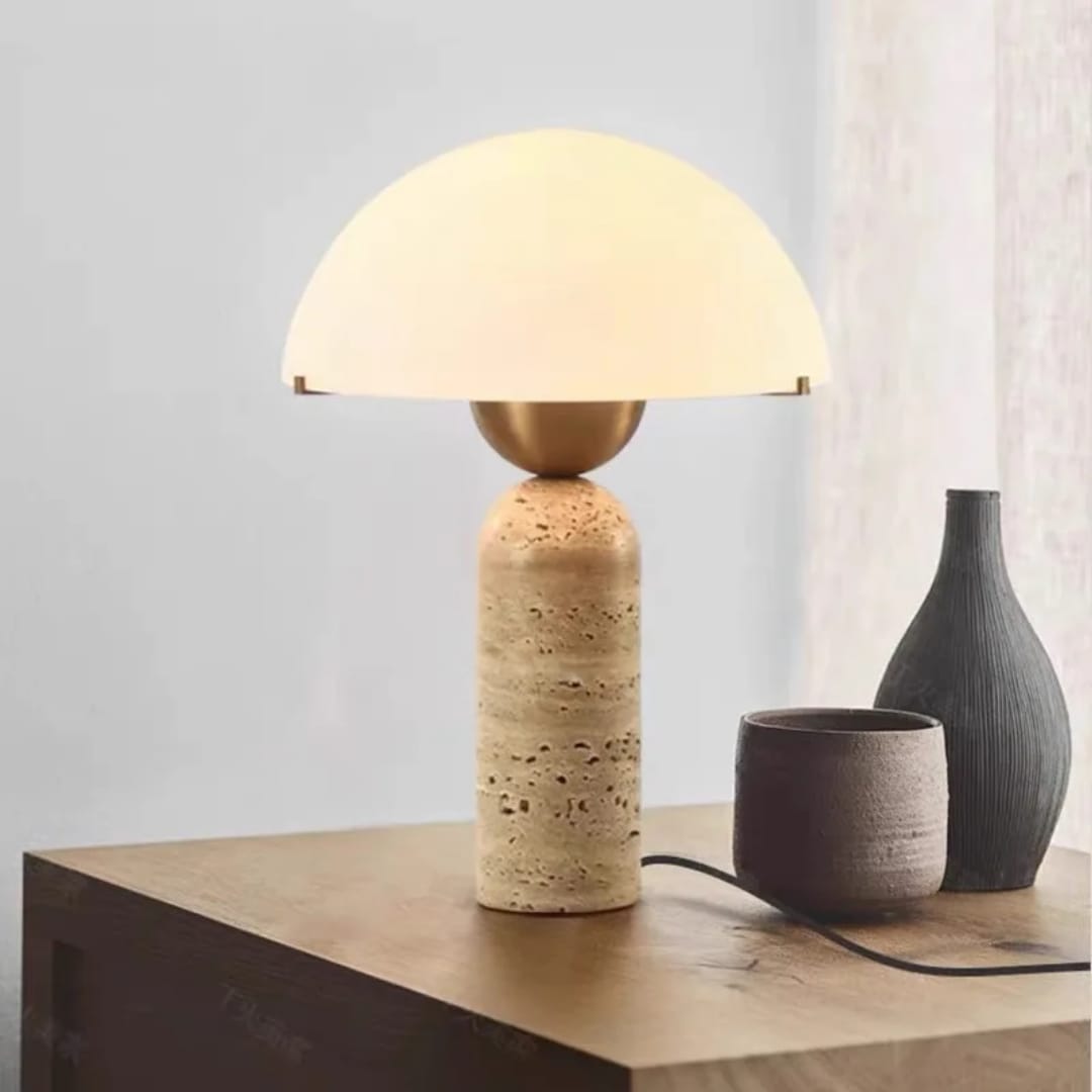 Travertine Mushroom Table Lamp