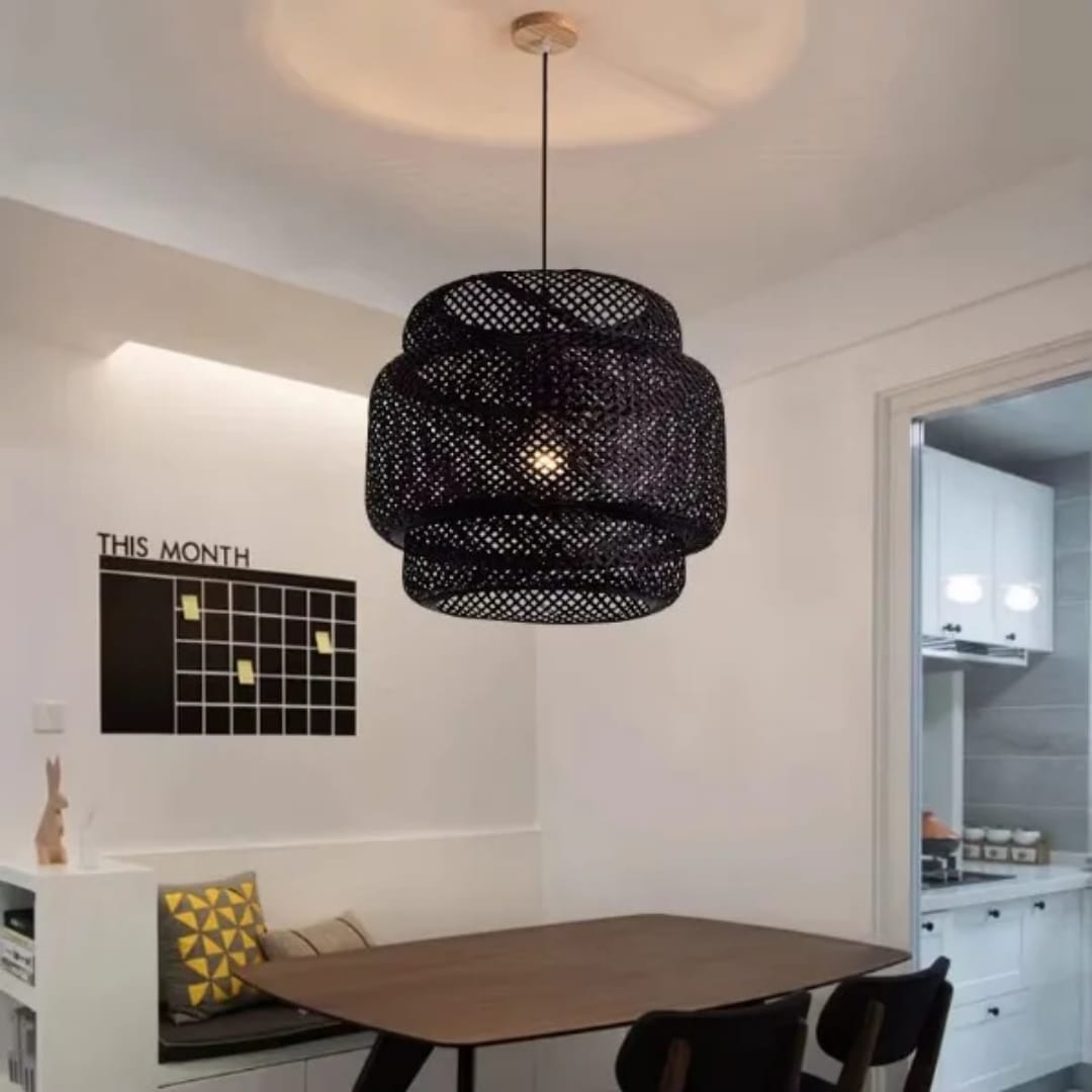 Black Rattan Pendant Light